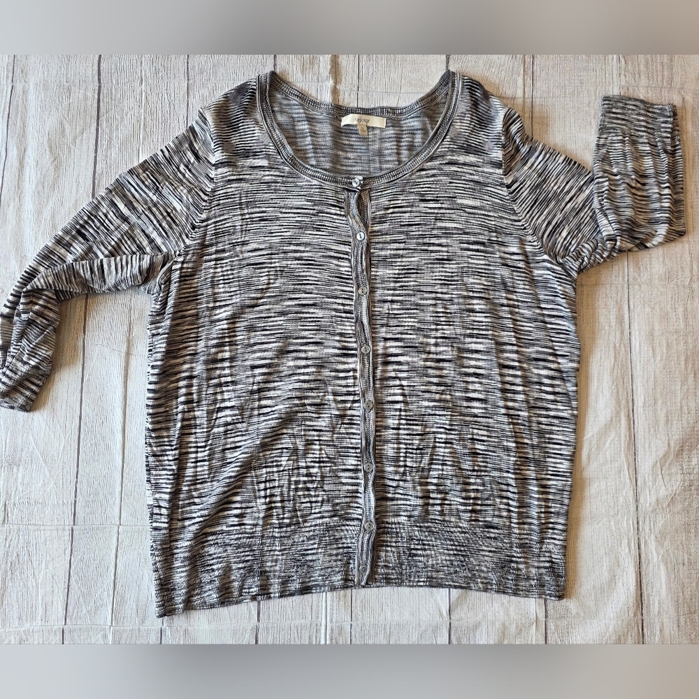 Sejour Size 2X Button Front Cardigan 3/4 Sleeve Viscose Blend Space Dye